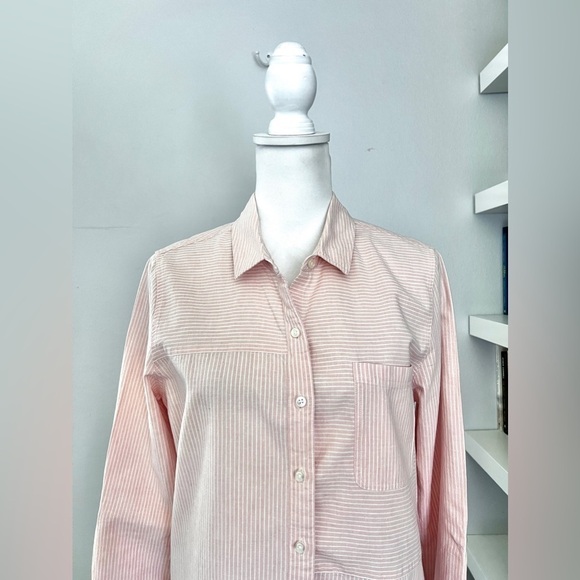 Barbour Beachfront Pink Stripe Button Front Linen & Cotton Shirt size 8 - Picture 2 of 14